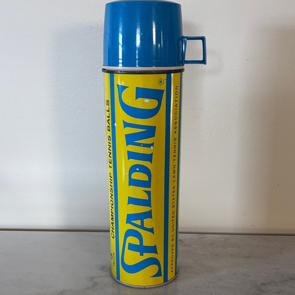 Vintage Spalding Blue and Yellow Thermos